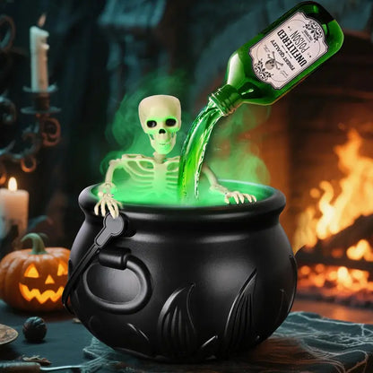Halloween Cauldron Decor Set – Glow Bottles & Fog Effect