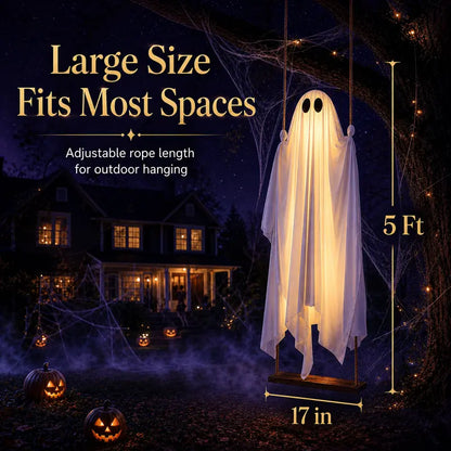 5FT Hanging Ghost Halloween Decor with Lights
